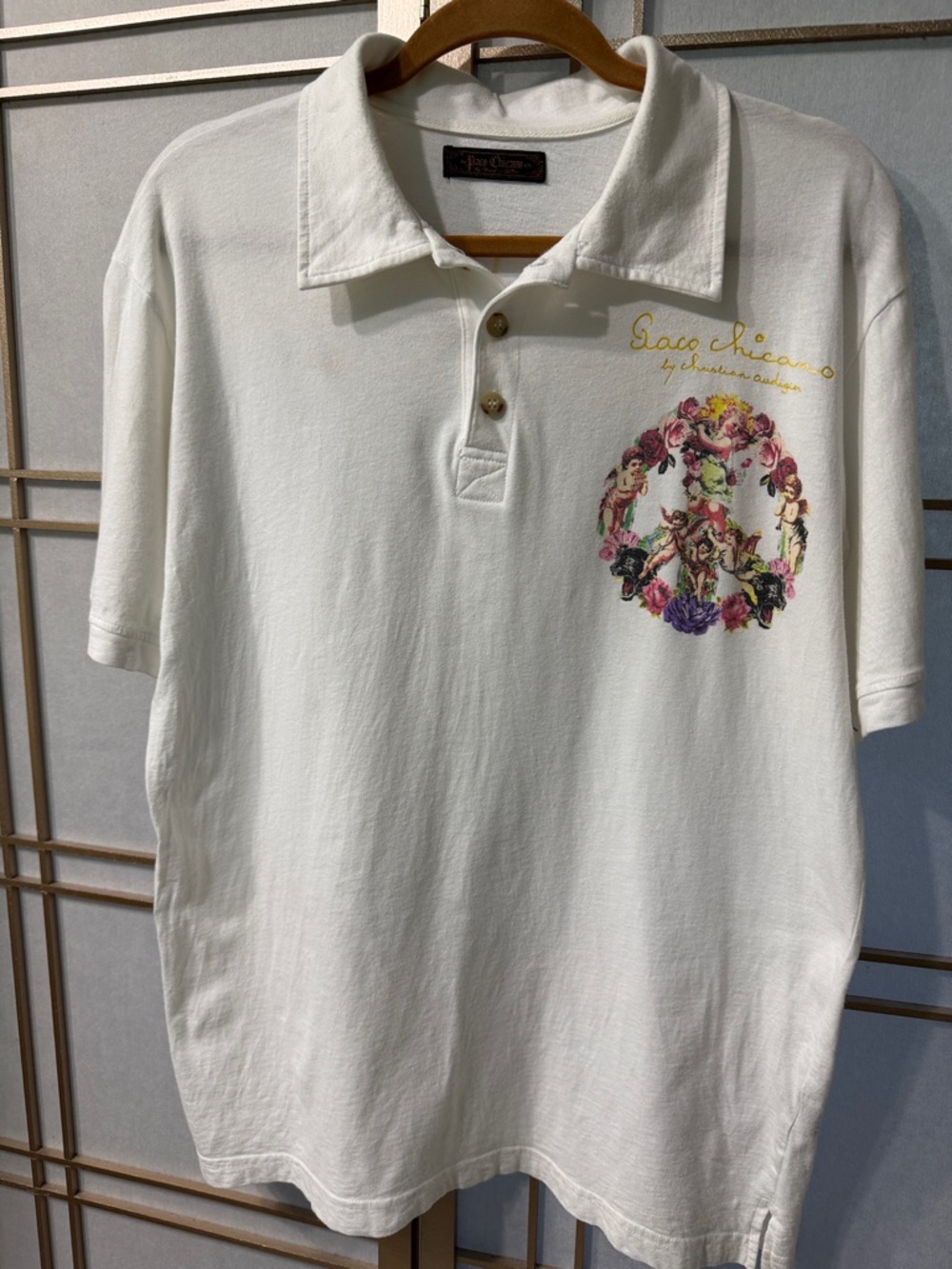 Paco Chicano by Christian Audigier men’s polo style shirt, estimated size medium